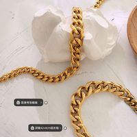 Hip-hop Trendy Exaggerated Titanium Steel Cuban Chain 18k Real Gold Plated Necklace main image 6