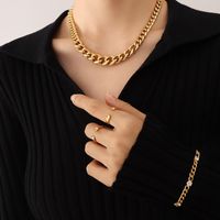 Hip-hop Trendy Exaggerated Titanium Steel Cuban Chain 18k Real Gold Plated Necklace main image 5