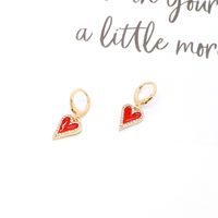 Retro Simple Rhinestone Rimmed Cute Peach Red Love Earrings main image 5