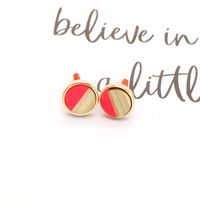 Retro Simple Round Resin Wood Earrings Trend Geometric Contrast Stitching Earrings Female main image 4