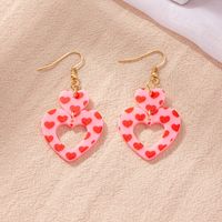 Fashion Double Heart Earrings Long Flower Acrylic Earrings Women Wholesale main image 2
