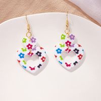 Fashion Double Heart Earrings Long Flower Acrylic Earrings Women Wholesale main image 3