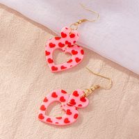 Fashion Double Heart Earrings Long Flower Acrylic Earrings Women Wholesale main image 4