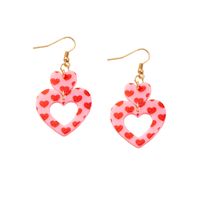 Fashion Double Heart Earrings Long Flower Acrylic Earrings Women Wholesale main image 6