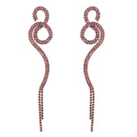 Diamond-studded Long Winding Geometric Tassel Earrings Drop Earring main image 8