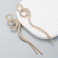 Diamond-studded Long Winding Geometric Tassel Earrings Drop Earring sku image 1