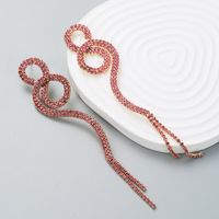 Diamond-studded Long Winding Geometric Tassel Earrings Drop Earring sku image 2
