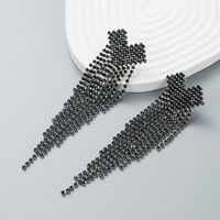 Diamond-studded Rhinestone Love Long Tassel Drop Earring main image 7