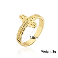 European And American Religious Jewelry Copper Plated 18k Gold Cross Jesus Shape Open Ring main image 5