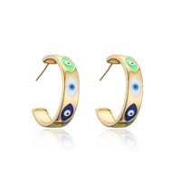 Europe And America New Copper-plated Real Gold Oil Dripping Devil’s Eye Earrings main image 6