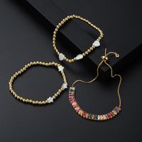 Fashion Shell Heart Star Elastic Beaded Copper Inlaid Zircon Bracelet Jewelry main image 3