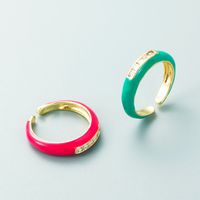 Fashion Single Copper Micro-inlaid Color Zircon Dripping Oil Ring main image 4