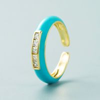 Fashion Single Copper Micro-inlaid Color Zircon Dripping Oil Ring main image 5