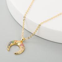 European And American Copper-plated Gold-plated Color Zircon Star Moon-shaped Necklace main image 3