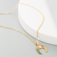 European And American Copper-plated Gold-plated Color Zircon Star Moon-shaped Necklace main image 5