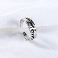 Simple Ring Set Retro Metal Old Star Moon Letter Ring main image 3