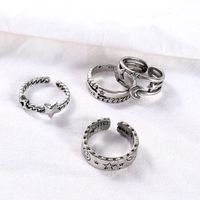 Simple Ring Set Retro Metal Old Star Moon Letter Ring main image 4