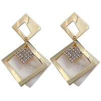 Fashion Geometric New Metal Hollow Inlaid Rhinestone Earrings main image 6