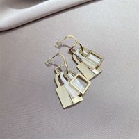 Fashion Shell Metal Geometric Square Multi-layer Earrings main image 5