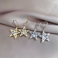 Fashion Five-pointed Star New Inlaid Zircon Earrings main image 2