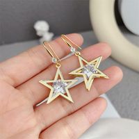 Fashion Five-pointed Star New Inlaid Zircon Earrings main image 3