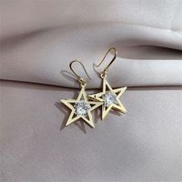 Fashion Five-pointed Star New Inlaid Zircon Earrings main image 4