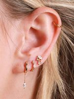 S925 Silver Needle Geometric Inlaid Round Horse Eye Zircon Earrings main image 3