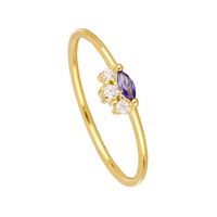 European And American Copper-plated 18k Real Gold Inlaid Purple Zircon Simple Tail Ring main image 1