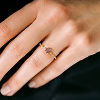 Light Luxury 18k Gold Female Ring Geometric Purple Zircon Simple Copper Ring main image 3