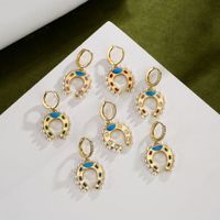 Vintage Color Dripping Oil Horseshoe Geometric Irregular Copper Earrings Jewelry main image 1