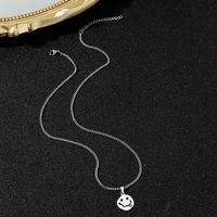 European And American Retro Round Brand Smiley Face Necklace Stainless Steel Clothing Accessories main image 4
