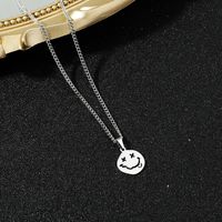 European And American Retro Round Brand Smiley Face Necklace Stainless Steel Clothing Accessories main image 5