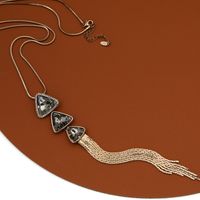 Classic Fashion Three Triangle Long Tassel Inlaid Rhinestone Copper Sweater Chain main image 1
