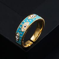 Fashion Copper Color Dripping Oil Devil's Eye Open Simple Copper Ring Wholesale main image 3