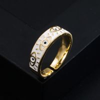 Fashion Copper Color Dripping Oil Devil's Eye Open Simple Copper Ring Wholesale main image 6