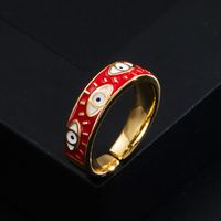 Fashion Copper Color Dripping Oil Devil's Eye Open Simple Copper Ring Wholesale main image 7