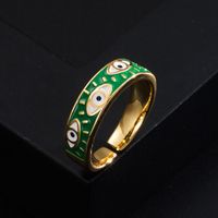 Fashion Copper Color Dripping Oil Devil's Eye Open Simple Copper Ring Wholesale main image 8