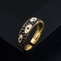 Fashion Copper Color Dripping Oil Devil's Eye Open Simple Copper Ring Wholesale sku image 3