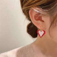 Simple Red Heart Pendant Earrings Wholesale main image 1