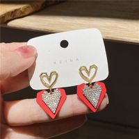 Simple Red Heart Pendant Earrings Wholesale main image 6