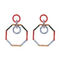 Retro Geometric Octagonal Diamond Earrings Exaggerated European Earrings Wholesale sku image 1