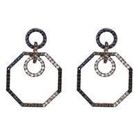Retro Geometric Octagonal Diamond Earrings Exaggerated European Earrings Wholesale sku image 2