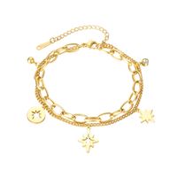 Fashion Double-layer Chain Hollow Firework Pattern Stainless Steel Bracelet sku image 2