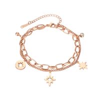 Fashion Double-layer Chain Hollow Firework Pattern Stainless Steel Bracelet sku image 3