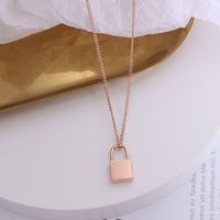 European And American Titanium Steel 18k Gold Clavicle Chain Small Lock Pendant Necklace sku image 6