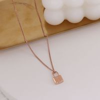 European And American Titanium Steel 18k Gold Clavicle Chain Small Lock Pendant Necklace sku image 9