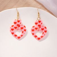 Fashion Double Heart Earrings Long Flower Acrylic Earrings Women Wholesale sku image 1