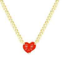 New Creative Fashion Heart-shaped Crying Face Alloy Necklace Wholesale sku image 1