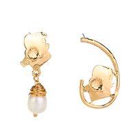 Fashion Asymmetric Freshwater Pearl Alloy Earrings sku image 1