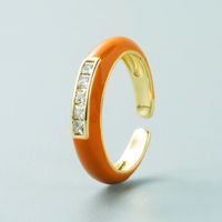 Fashion Single Copper Micro-inlaid Color Zircon Dripping Oil Ring sku image 6